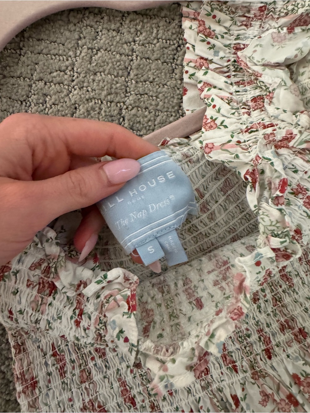 Hill House The Nap Dress in Floral Pink/White - Size S